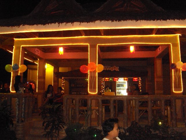 Night view of restaurant area