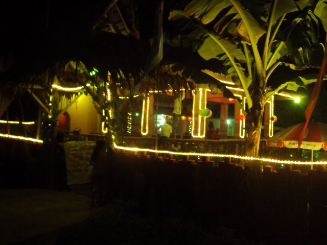 Ouside views with lights at night